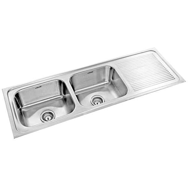 SS SINK D BOWL SGL BOARD 2 WHOLE W/FITTING110M