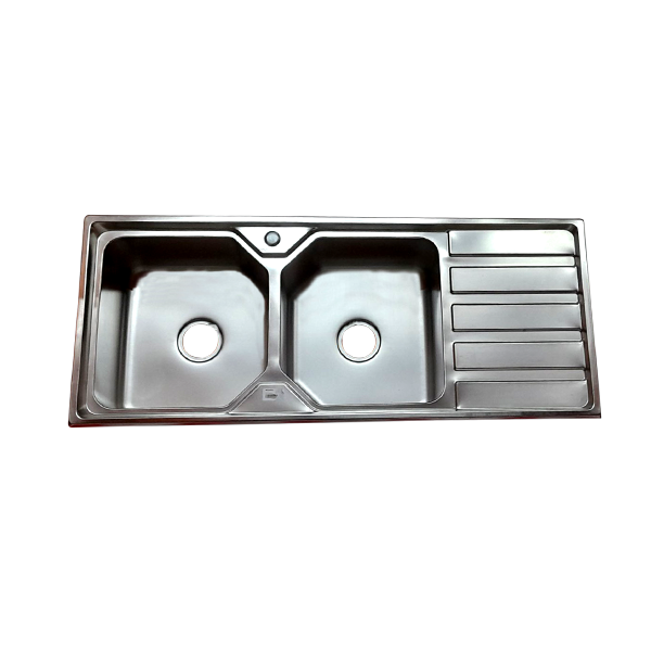 SS SINK D_BOWL SGL BOARD 2 HOLE W_FITTING 110MM